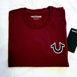True Religion Short Sleeve Round Neck Shirt Color Maroon Size M